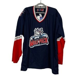 Sp Hartford Wolf Pack AHL V-Neck Replica Blue Mesh Hockey Jersey XL NWT